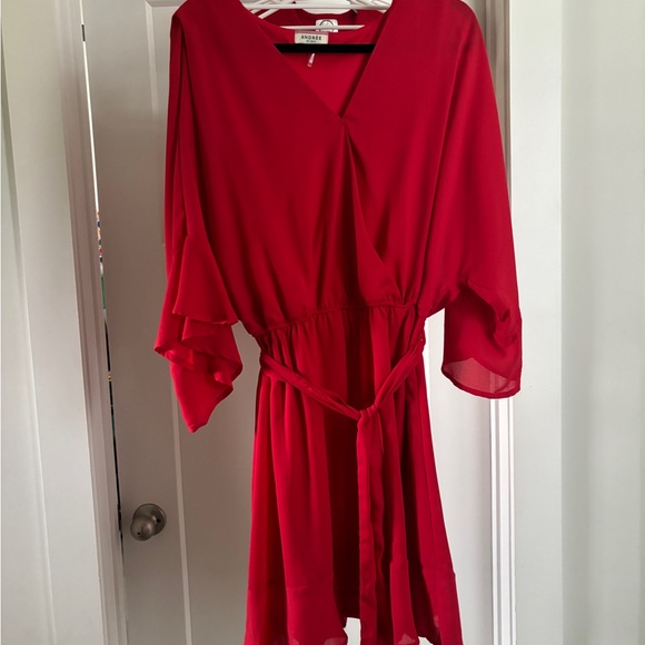 Andrée Belted Red Cocktail Dress - Picture 3 of 5